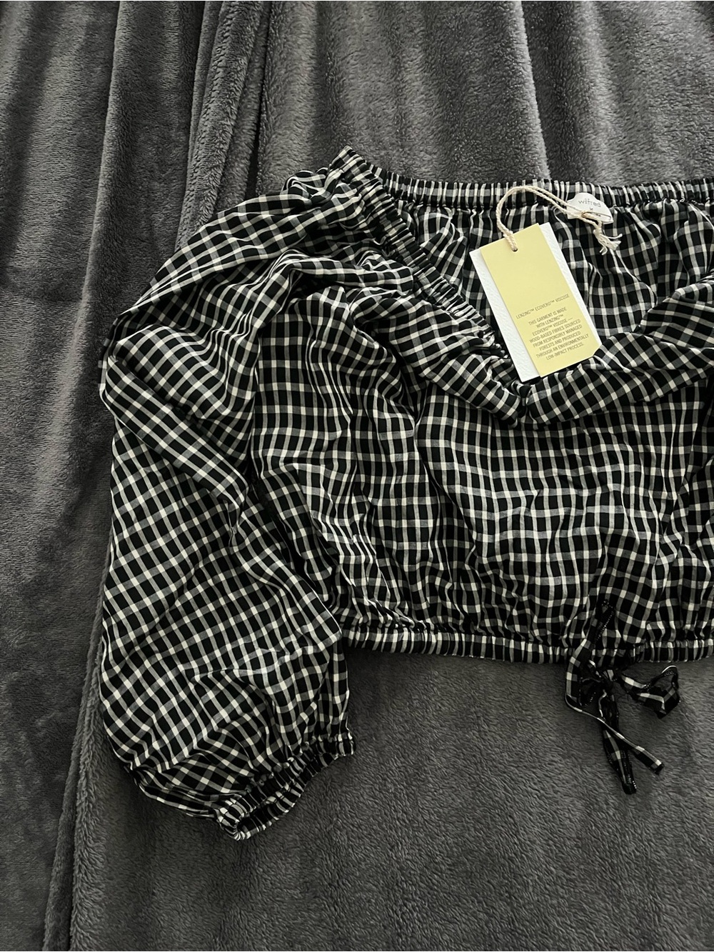 Black & White Gingham Off-Shoulder Crop Top - ARITZIA NWT SIZE M